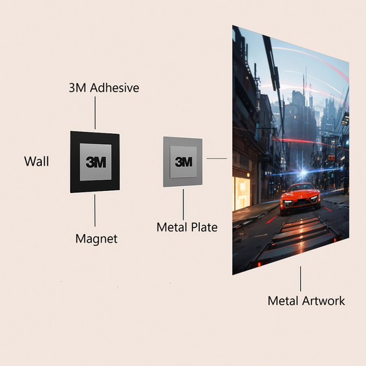 Crimson Velocity: City Lights in Motion - Metal Poster