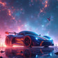 Cosmic Drive: Where Speed Meets the Stars - Metal Poster