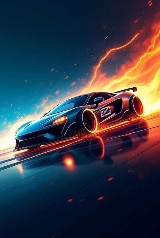 Inferno Drive: The Flame of Speed - Metal Poster