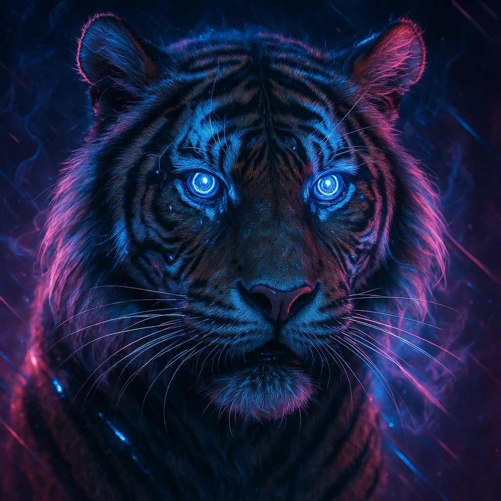 Neon Fury: The Cyberpunk Tiger