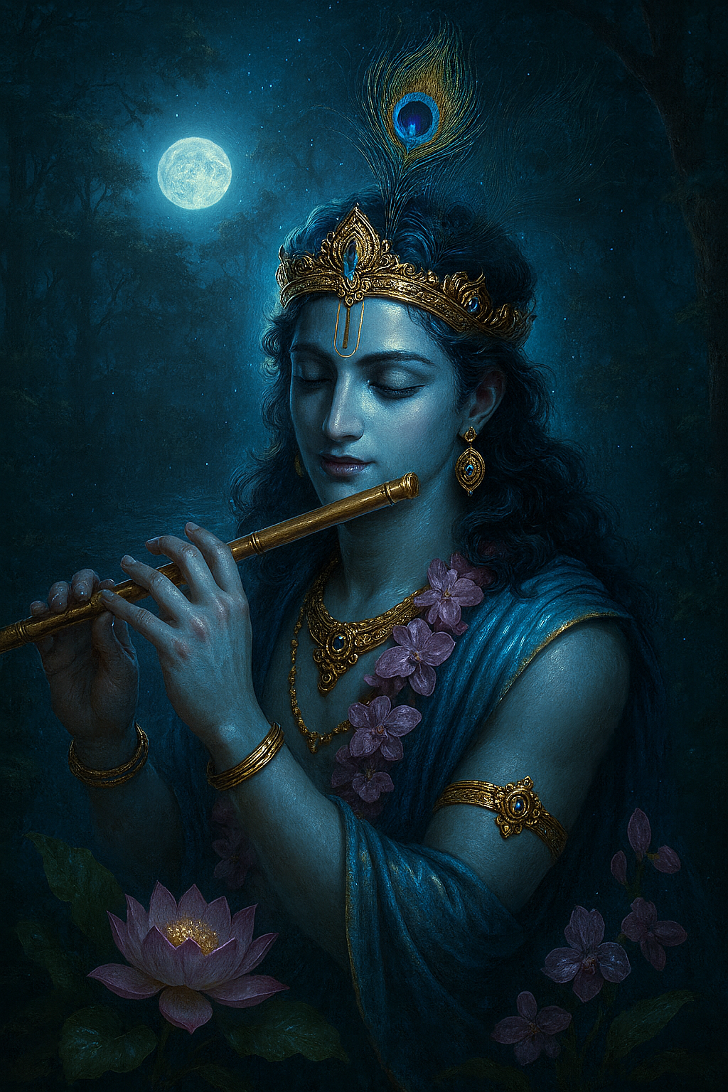 Moonlit Melody: The Divine Krishna