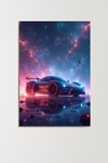 Cosmic Drive: Where Speed Meets the Stars - Metal Poster
