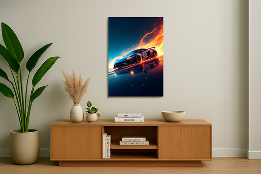 Inferno Drive: The Flame of Speed - Metal Poster