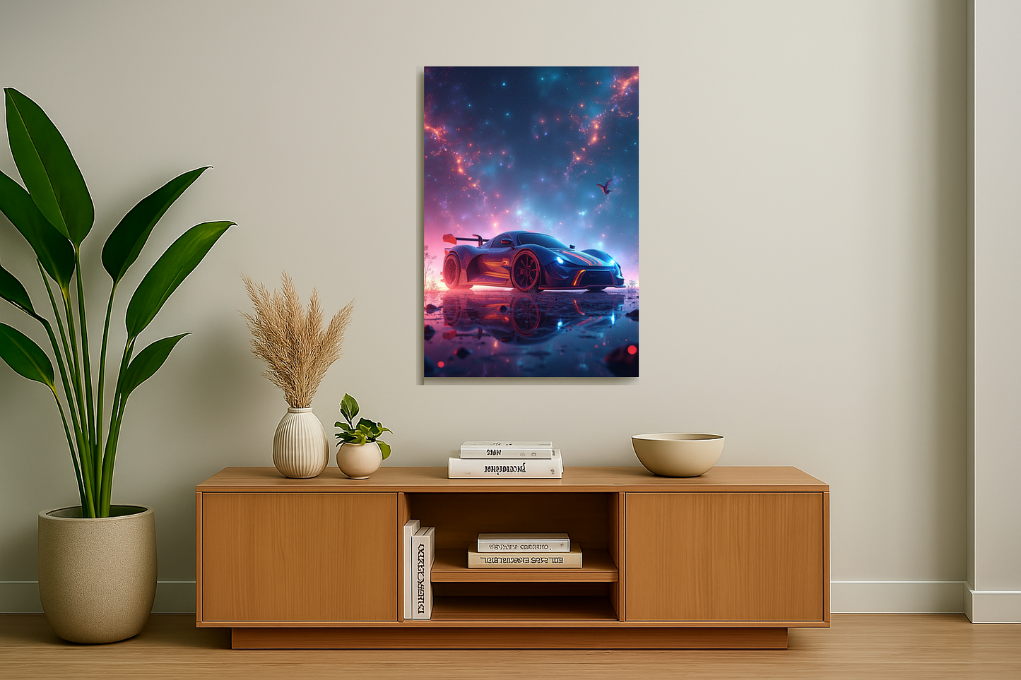 Cosmic Drive: Where Speed Meets the Stars - Metal Poster