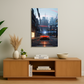 Crimson Velocity: City Lights in Motion - Metal Poster
