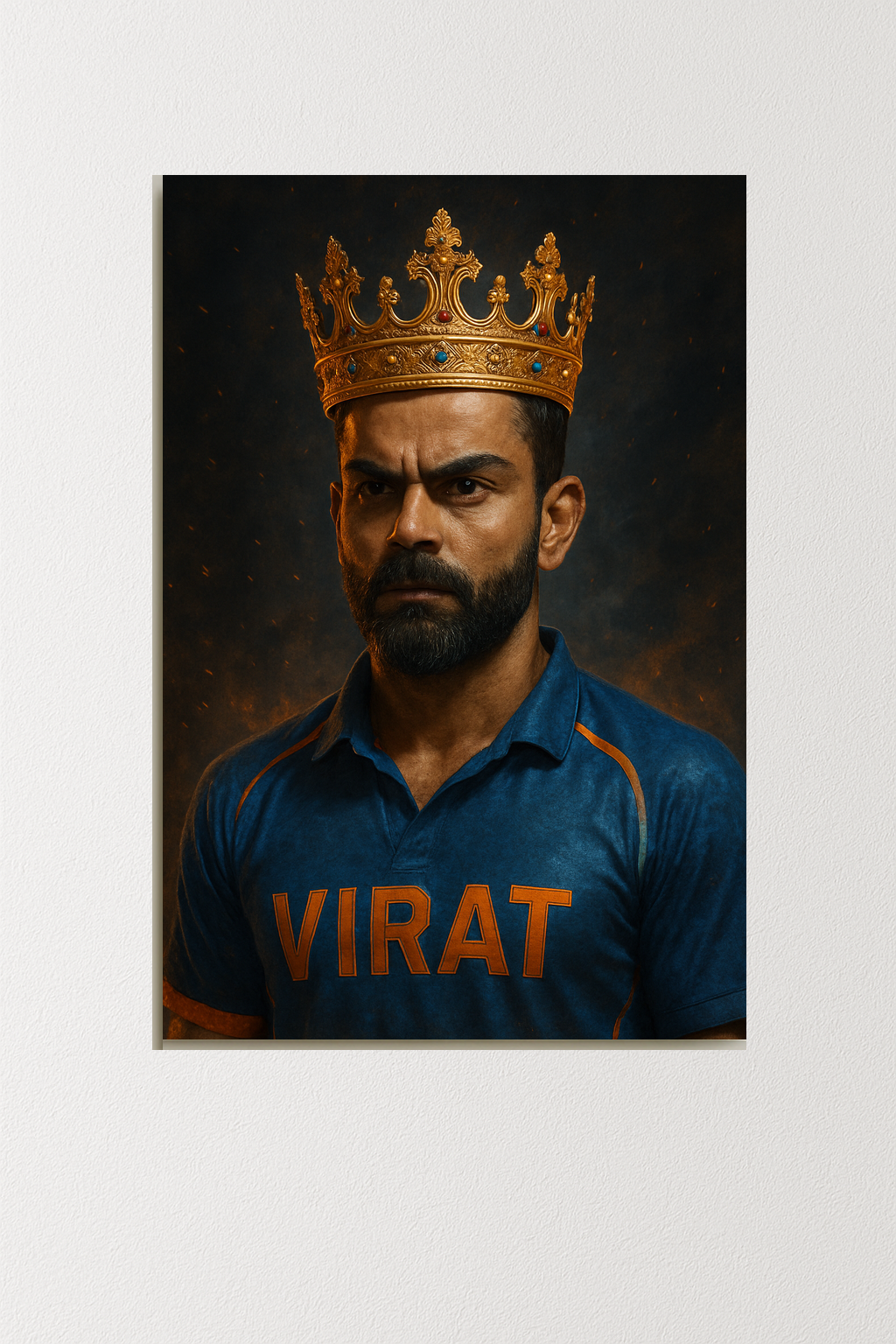 Ascend into the Majesty and Dominance of Royal Blaze Sovereign: The Crowned Fury of Virat Kohli.