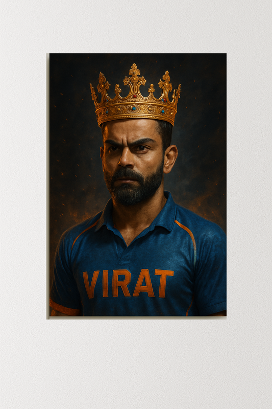 Ascend into the Majesty and Dominance of Royal Blaze Sovereign: The Crowned Fury of Virat Kohli.